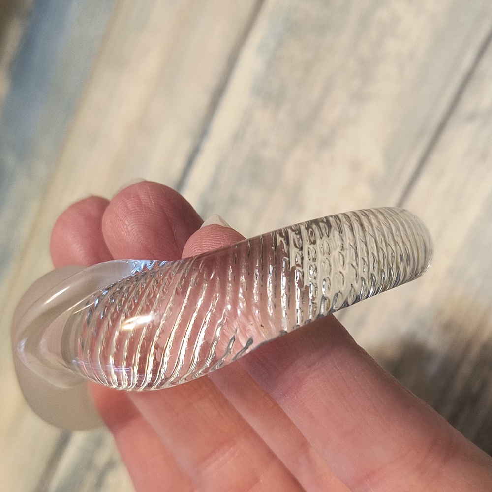 Frosted Clear Glass Cuff Bracelet - Picture 3 of 4
